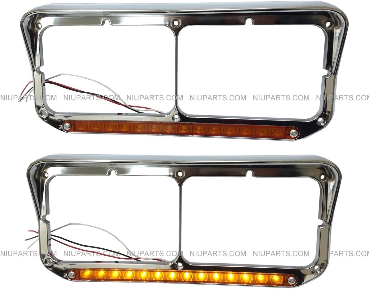 Chrome Headlight Bezel with Amber LED Light Strip, Pack of 2 G85957