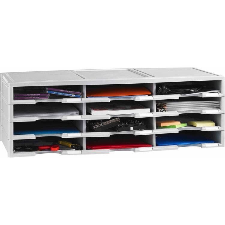 12-Compartment Literature Organizer, Gray K3956
