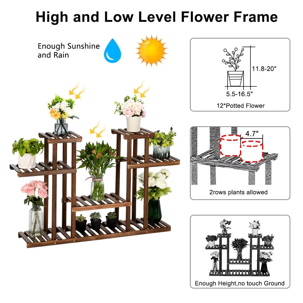 Brown 8-Tier Pine Wood Plant Stand C17535