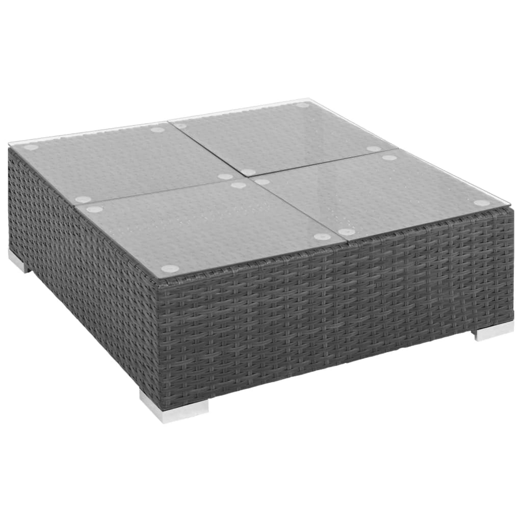 7 Piece Cushioned Black Poly Rattan Patio Conversation Set G116