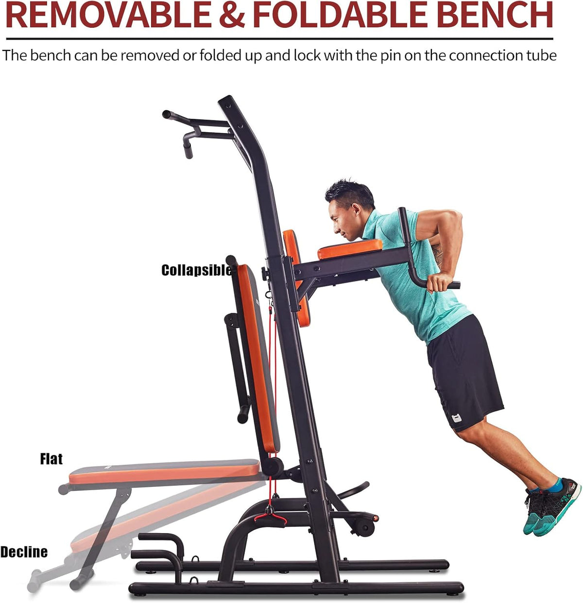 Power Tower with Bench Pull up Bar dip station X11396