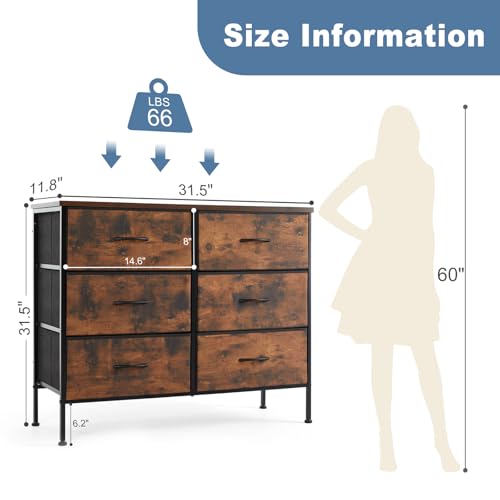 Brown TV Stand with 6 Fabric Drawers S255