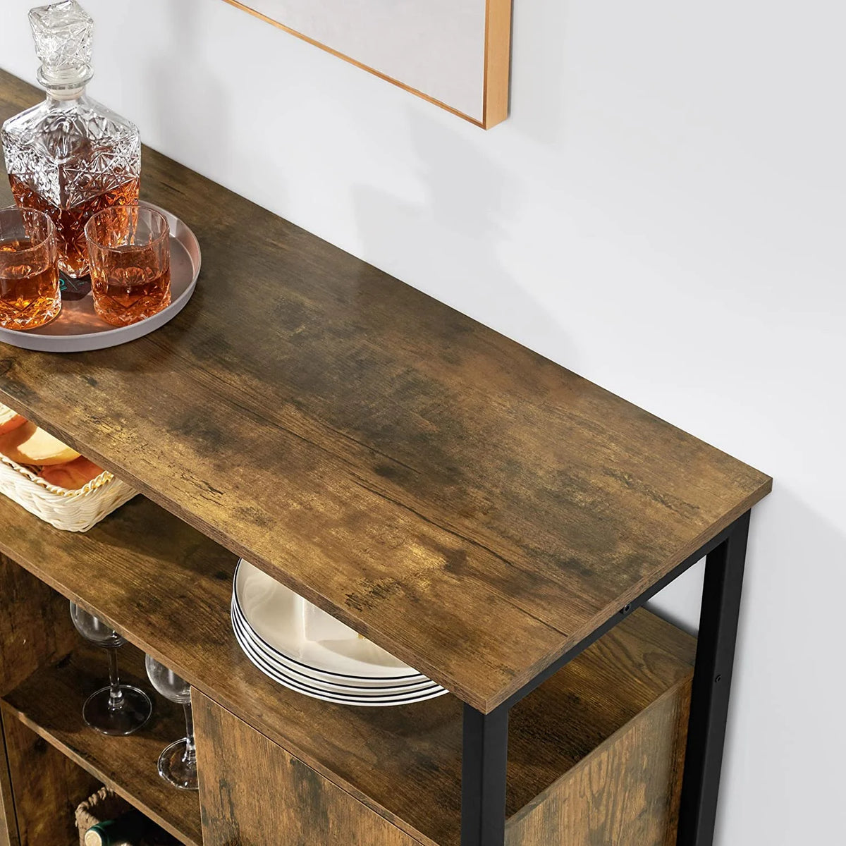 Rustic Brown Sideboard with Two Doors and Adjustable Shelves G8036