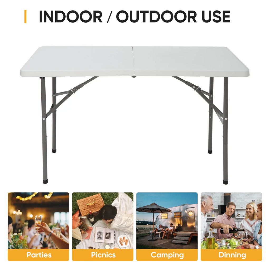 4FT White Plastic Folding Table J517832