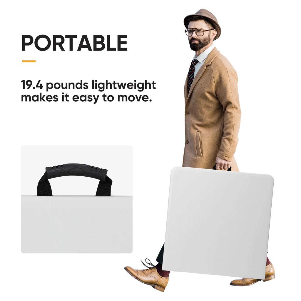 4FT White Plastic Folding Table J517832