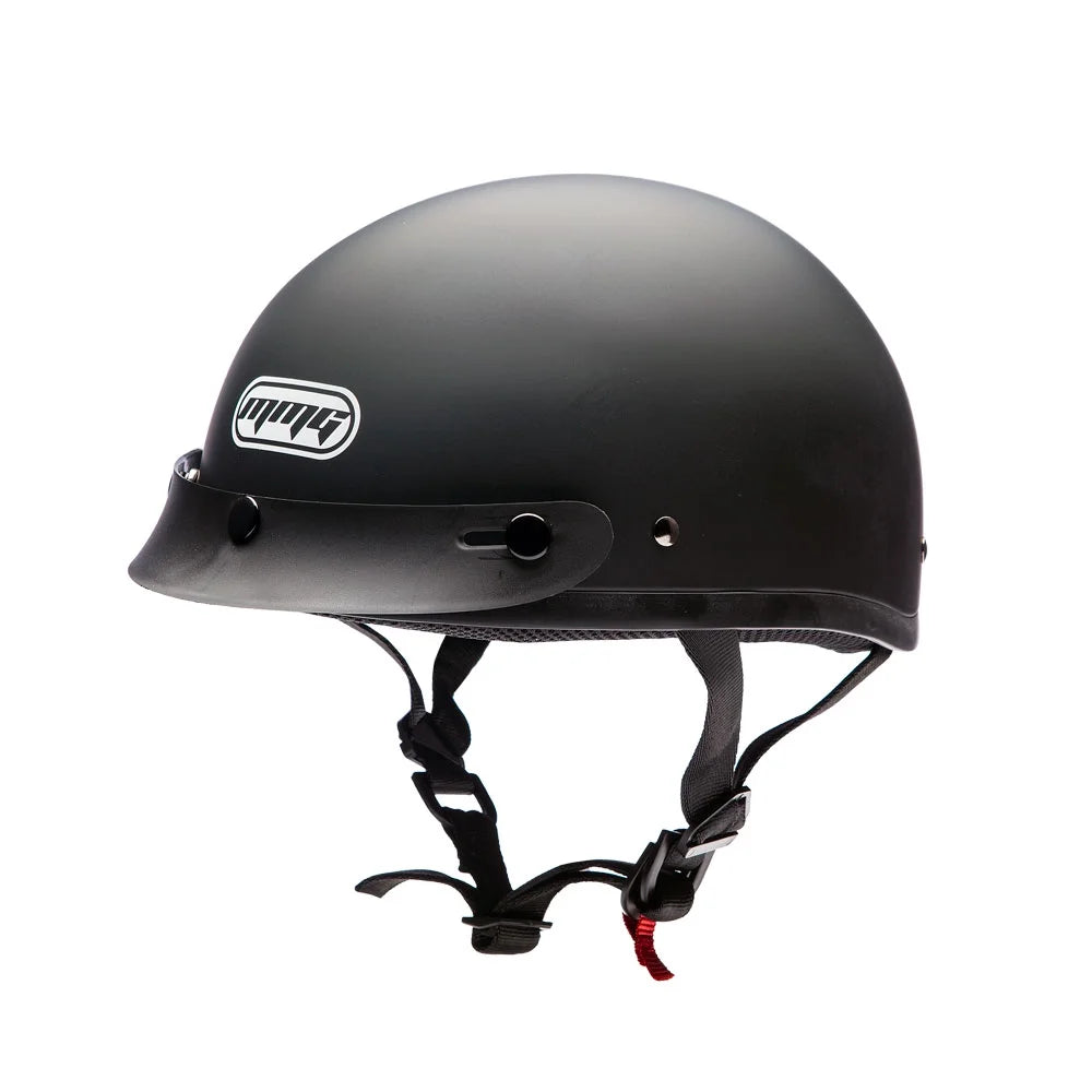 Matte Black Motorcycle Half Helmet with Goggles G793