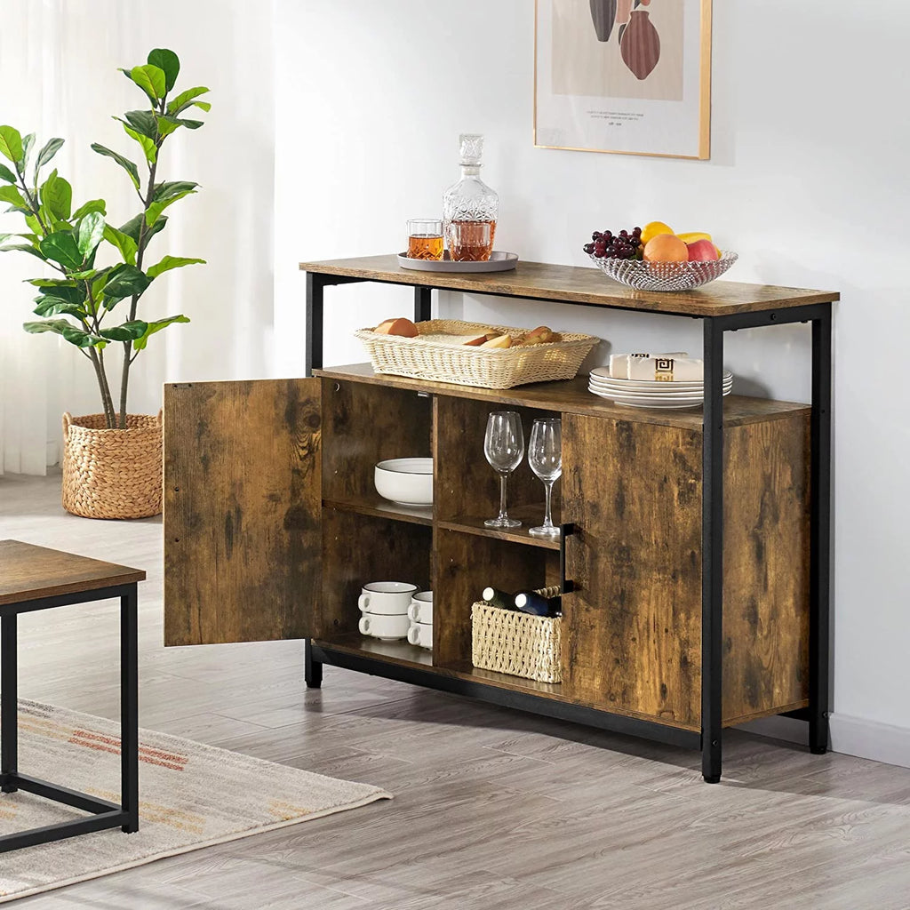 Rustic Brown Sideboard with Two Doors and Adjustable Shelves G8036