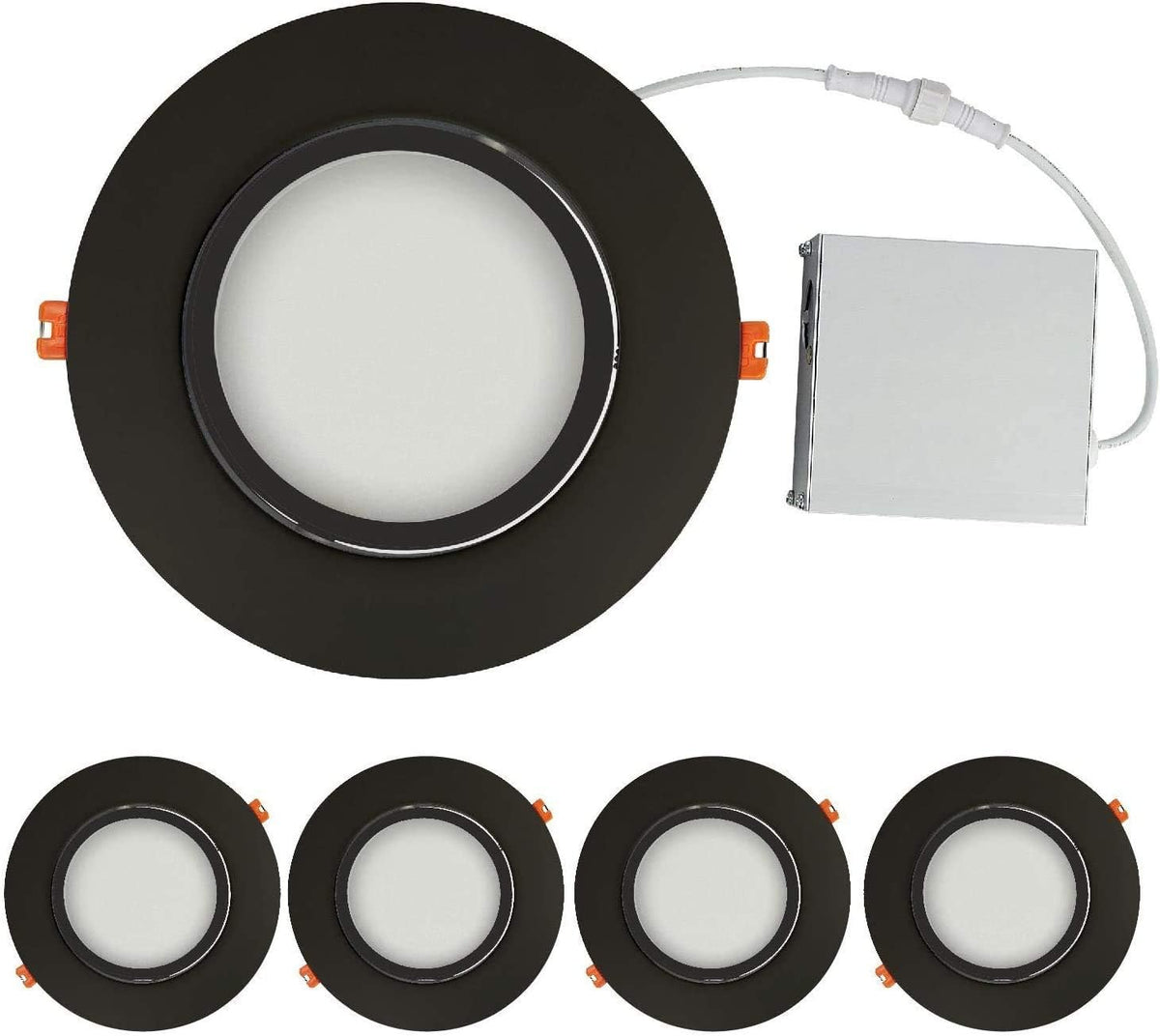 Black Trim 12W Ultra-Thin Recessed Gimbal Downlight (4 Pack) Dimmable G83384
