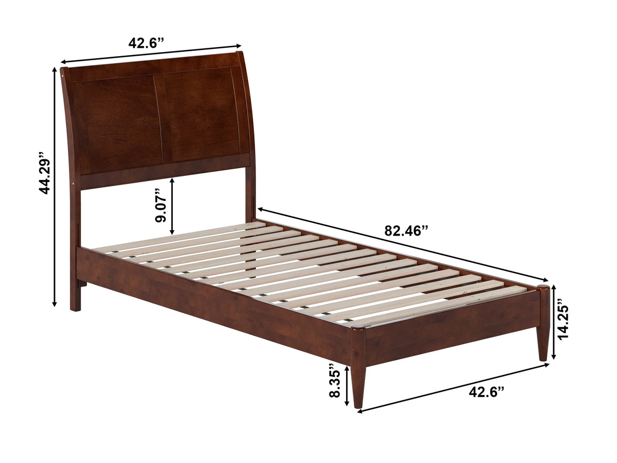 Twin Solid Wood Sleigh Platform Bed Q802