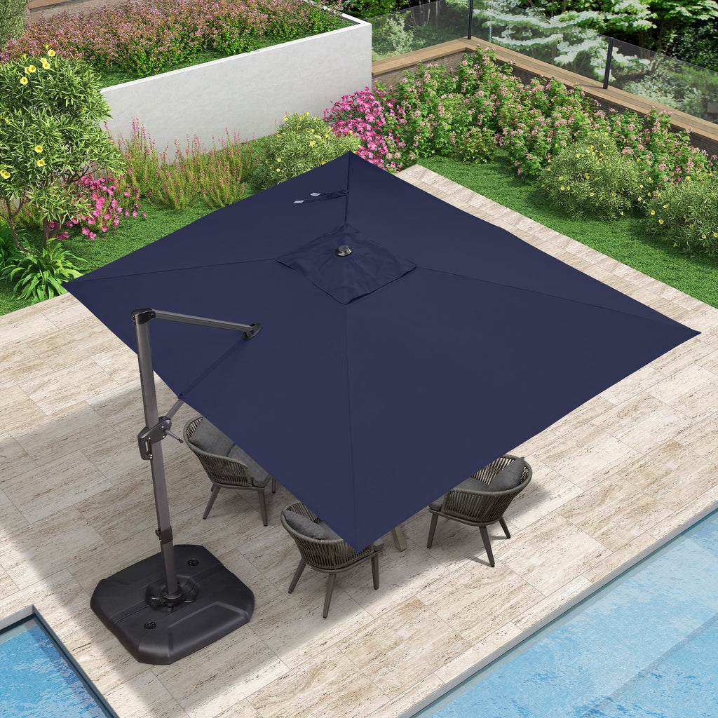9 ft x 11.5 ft Navy Blue Aluminum Cantilever Patio Umbrella R9794