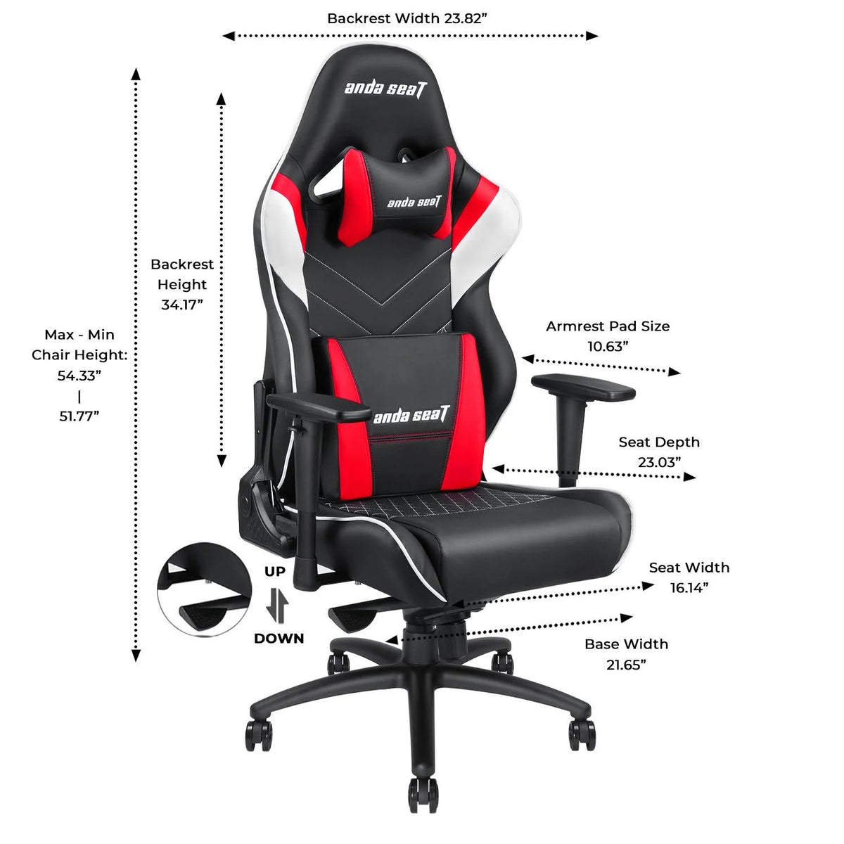 Black White Red Gaming Chair U5618