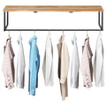 Acacia Wood Wall Mounted Coat Rack with Storage Shelf L919