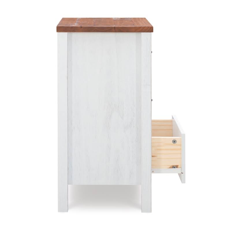 White Distressed Wood Three Drawer Chest I408273