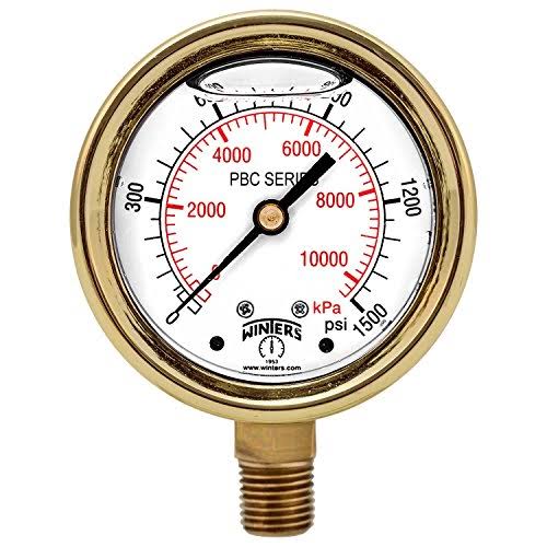 2.5x22 Brass Pressure Gauges 0/1500 PSI/KPA E2712