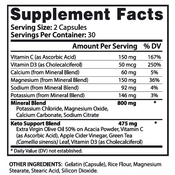 Keto ACV Pills 1275mg Dietary Supplement 180 Capsules P370966