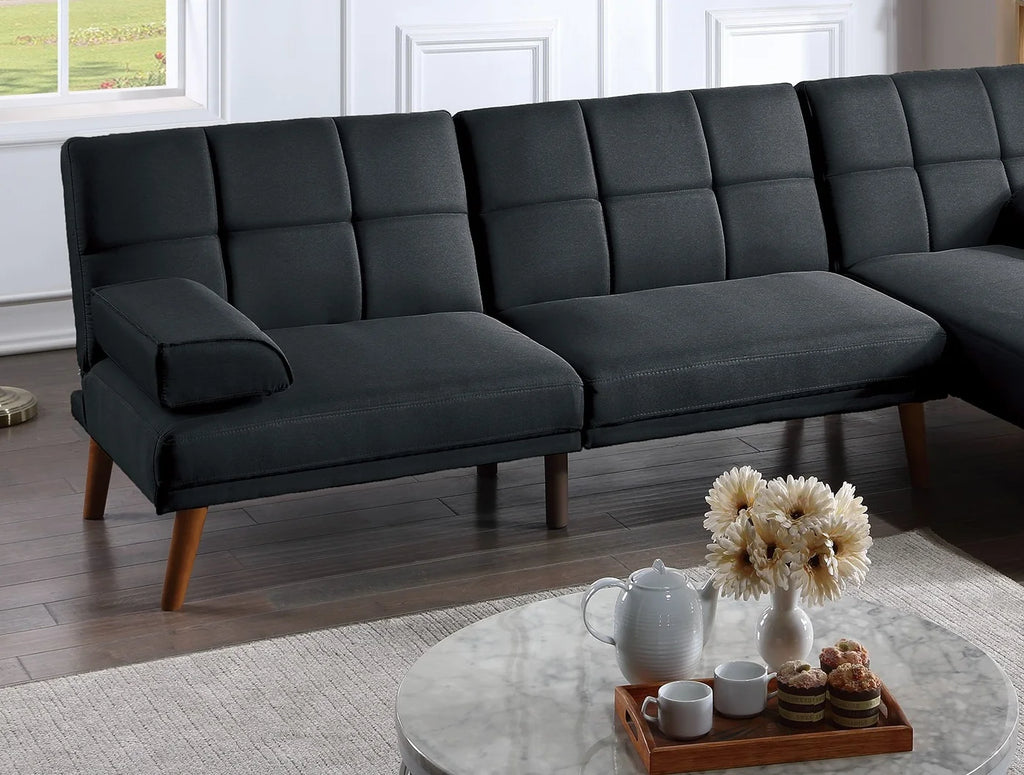 Black Polyfiber Convertible Sofa Bed C38723