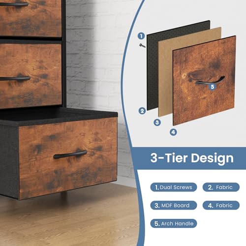 Brown TV Stand with 6 Fabric Drawers S255