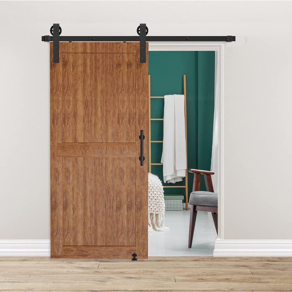 6.6FT Heavy Duty Sliding Door Hardware Kit with 12 Handle & Floor Guide C822