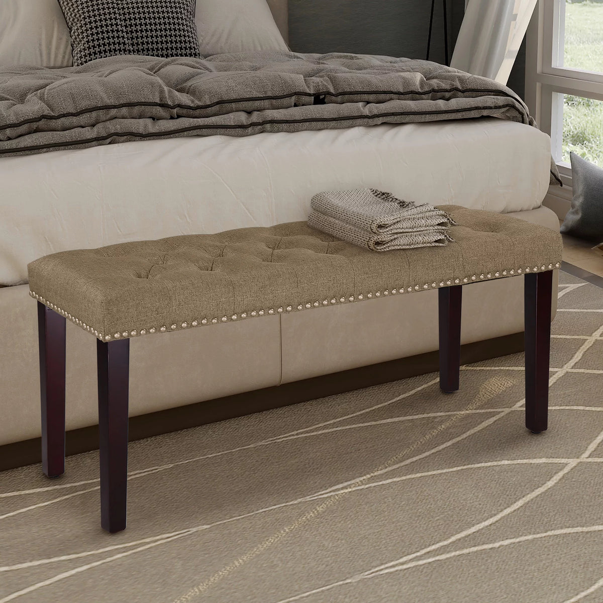 Upholstered Wood Bench J948223