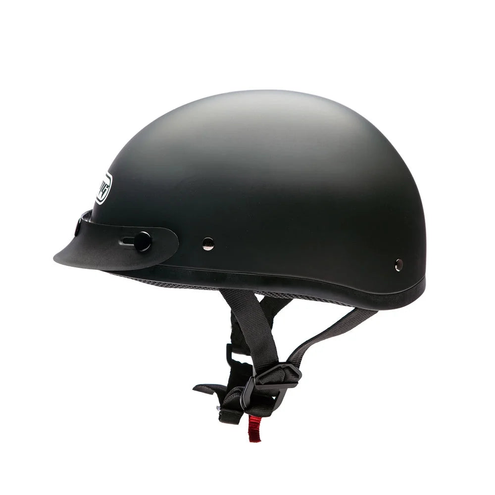Matte Black Motorcycle Half Helmet with Goggles G793
