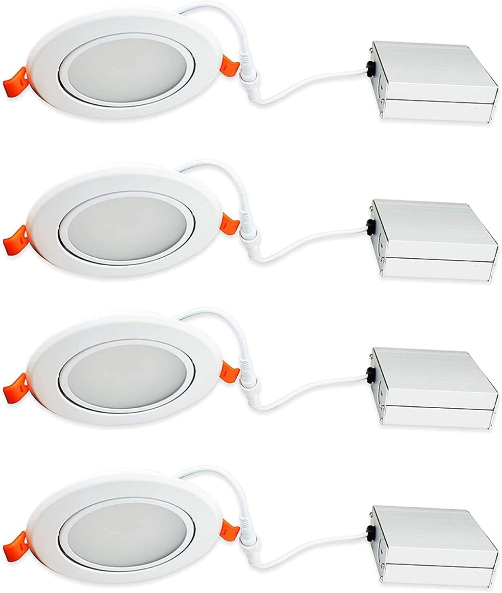 Black Trim 12W Ultra-Thin Recessed Gimbal Downlight (4 Pack) Dimmable G83384