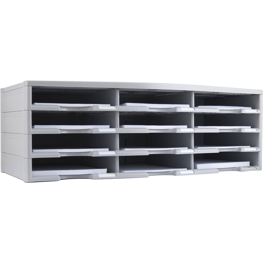 12-Compartment Literature Organizer, Gray K3956