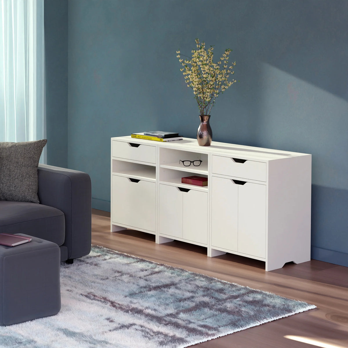 3-Pc White Storage Cabinet Set F4115