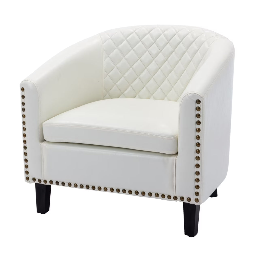 White Faux Leather Curved Accent Chair F453101