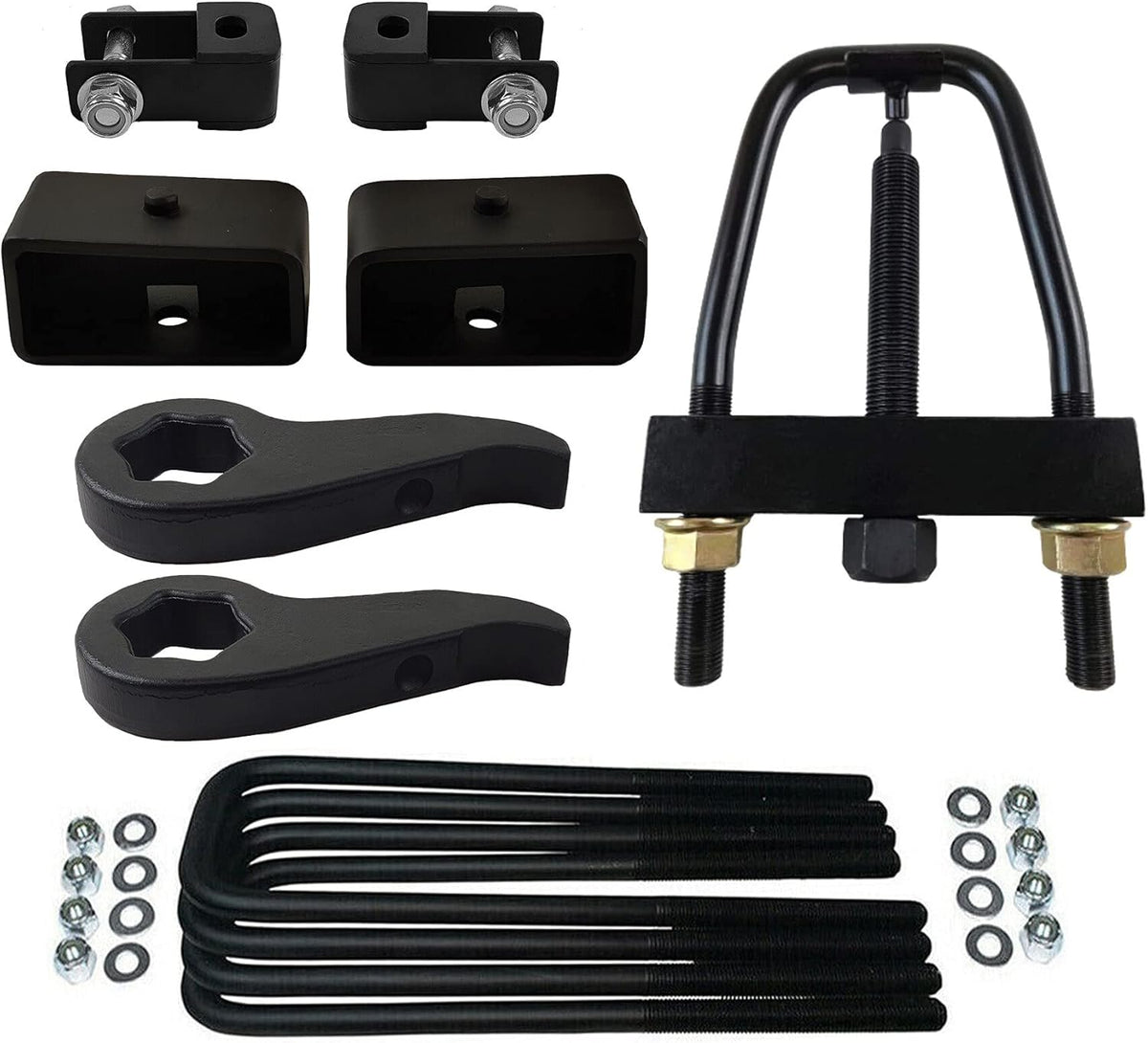 Adjustable Front Lift Forged Steel Torsion Keys & 2.5 Rear Lift Kit with Shock Extenders 4WD 8-Lug Q6586