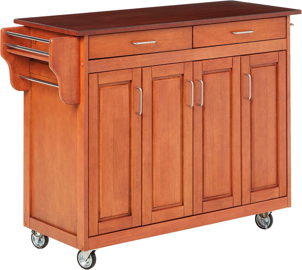 Natural 4 Door Cabinet Kitchen Cart with Gray Granite Top K819