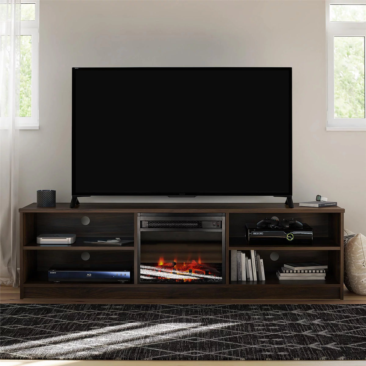Ivory Oak Electric Fireplace TV Stand I8557