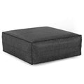 Distressed Black Vegan Faux Leather Pouf J909687