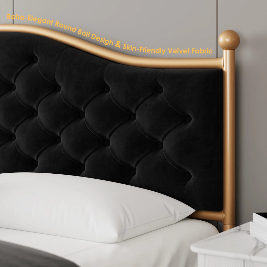Black Queen Size Upholstered Platform Bed Frame Q95333