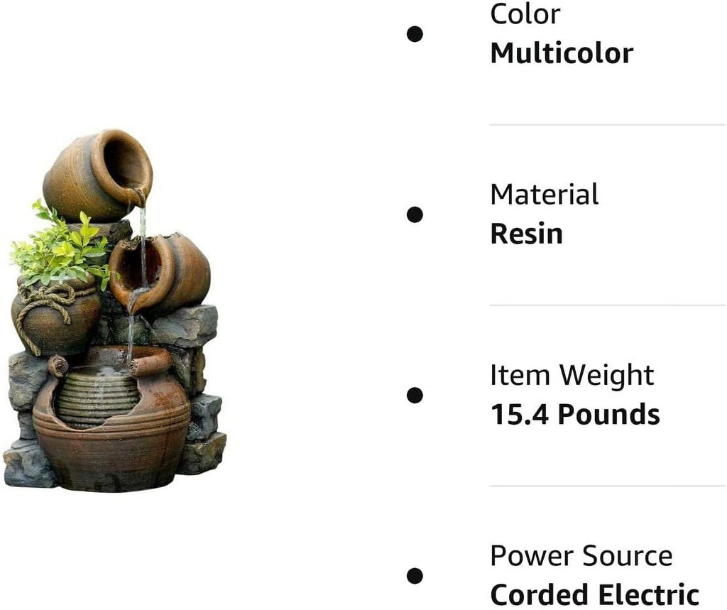 Outdoor Water Fountain with Flower Pot M712394