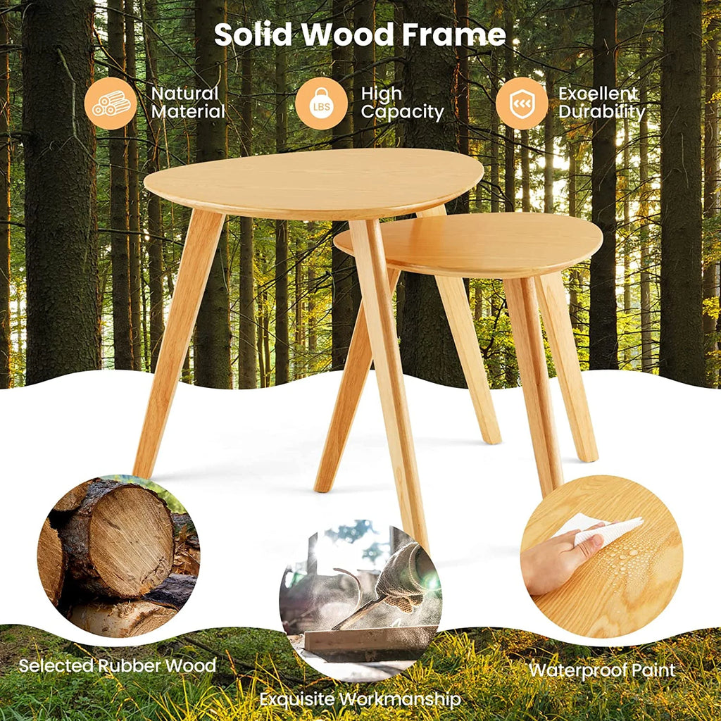 Set of 2 Oval Wood Nesting Coffee Tables C11171