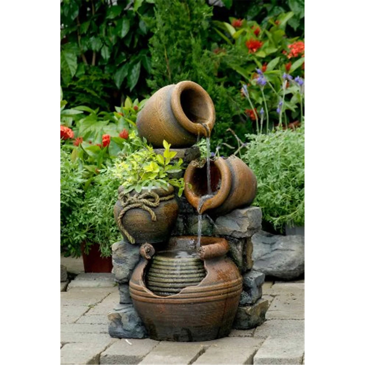 Outdoor Water Fountain with Flower Pot M712394
