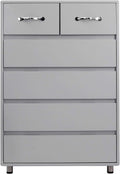 Three Drawers and Three Doors Storage Drawer File Cabinet Side Table Grey P29790