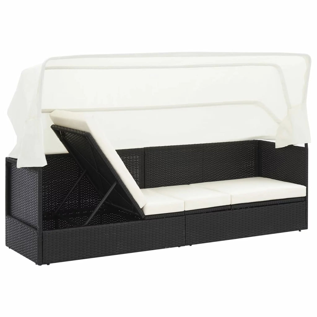 Adjustable Sun Lounger with Canopy and Cushion S70734
