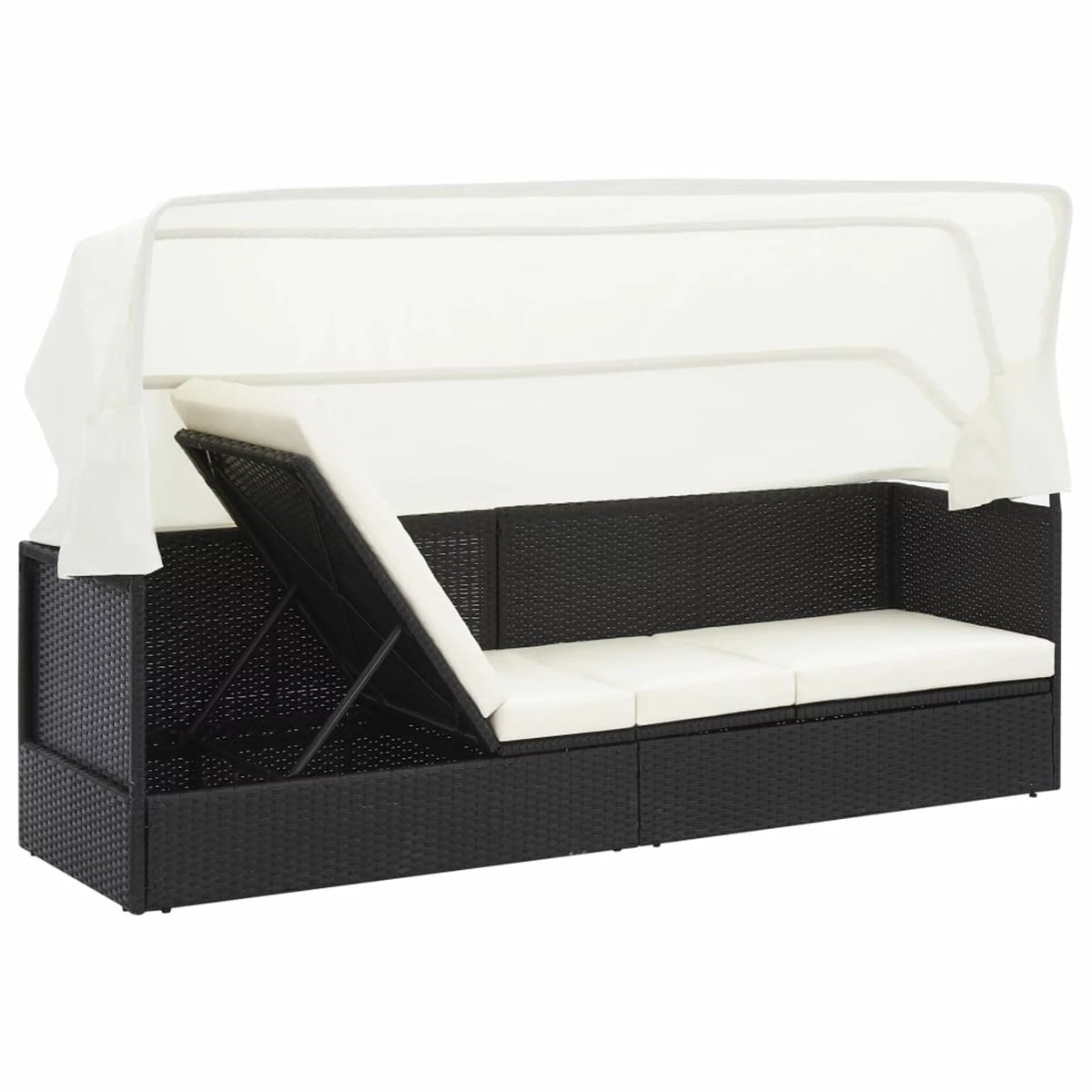 Adjustable Sun Lounger with Canopy and Cushion S70734