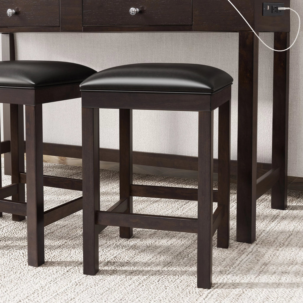 4-Piece Counter Height Table Set with Leather Padded Stools S957445