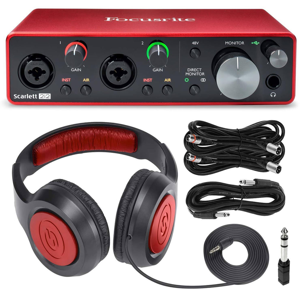 Focusrite Scarlett 2i2 2-in 2-OUT USB Recording Audio Interface (3rd Generation) + Samson SR360 Over-Ear Dynamic Headphones F363