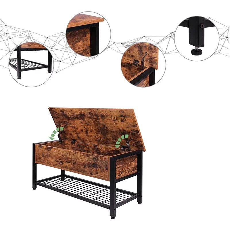 Lift Top Wood Storage Bench F1654