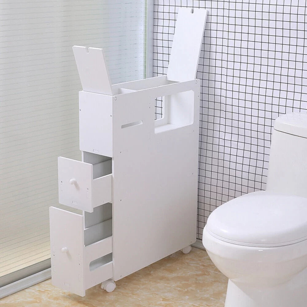 Slim Bathroom Storage Cabinet Floor Standing Organizer Shelves M867704