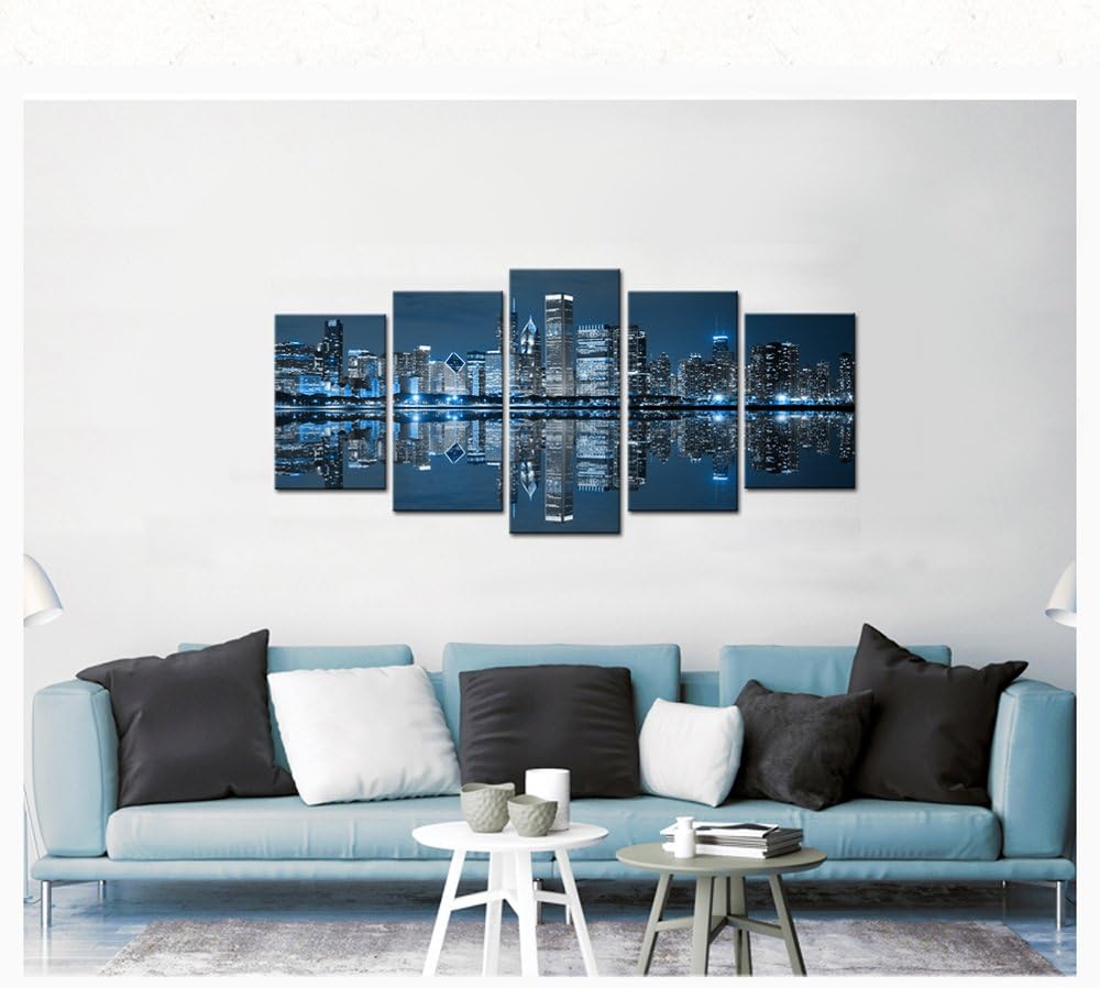 Large 5 Panels Framed Canvas Print Wall Art H401