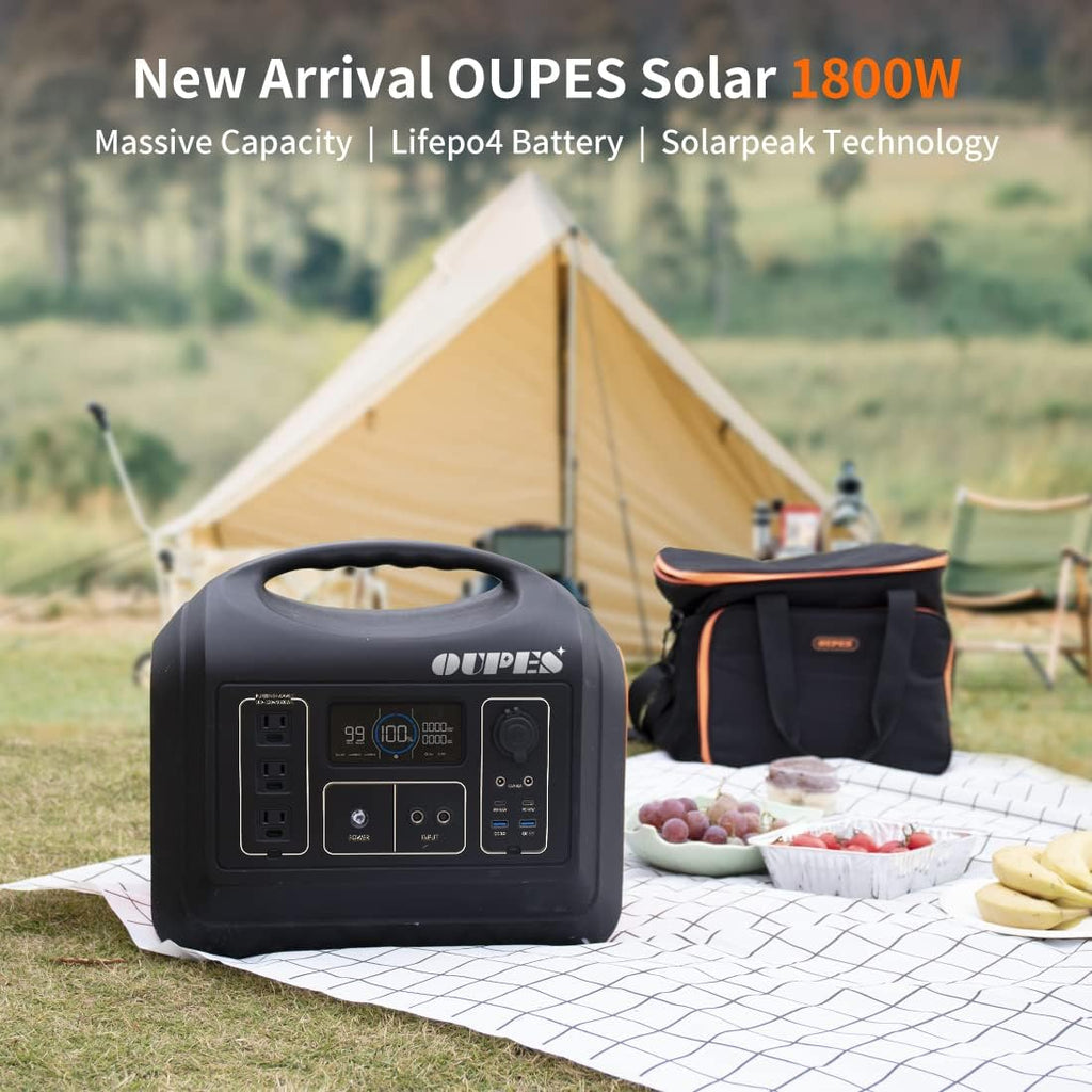 Solar Generator 1800W/1488Wh with 2 X 100W Foldable Solar Panel Portable Power Station LiFePO4 Battery A1448