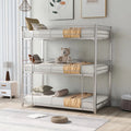 Metal Triple Bunk Bed Twin Over Twin with Ladder and Safety Guardrail N39085