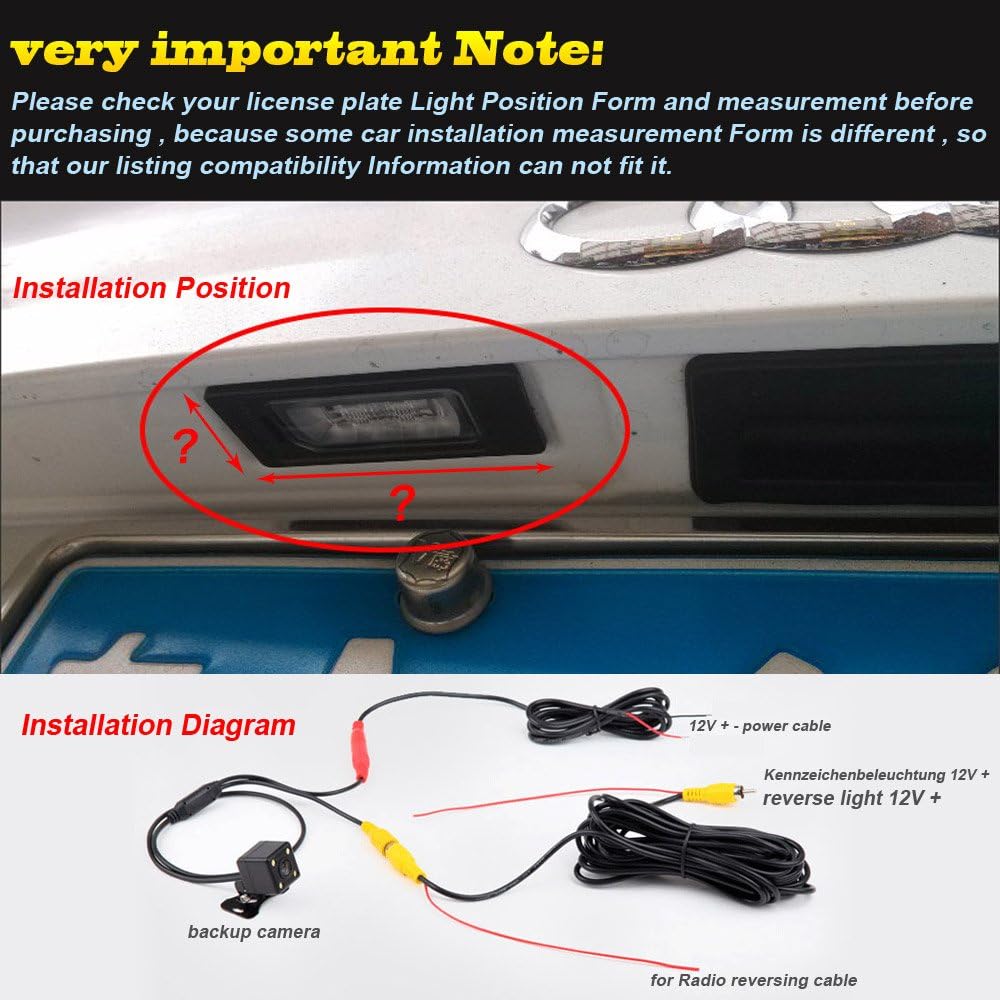 Waterproof Night Vision HD CCD License Plate Light Camera Rear View Backup Camera Pack of 2 A75376