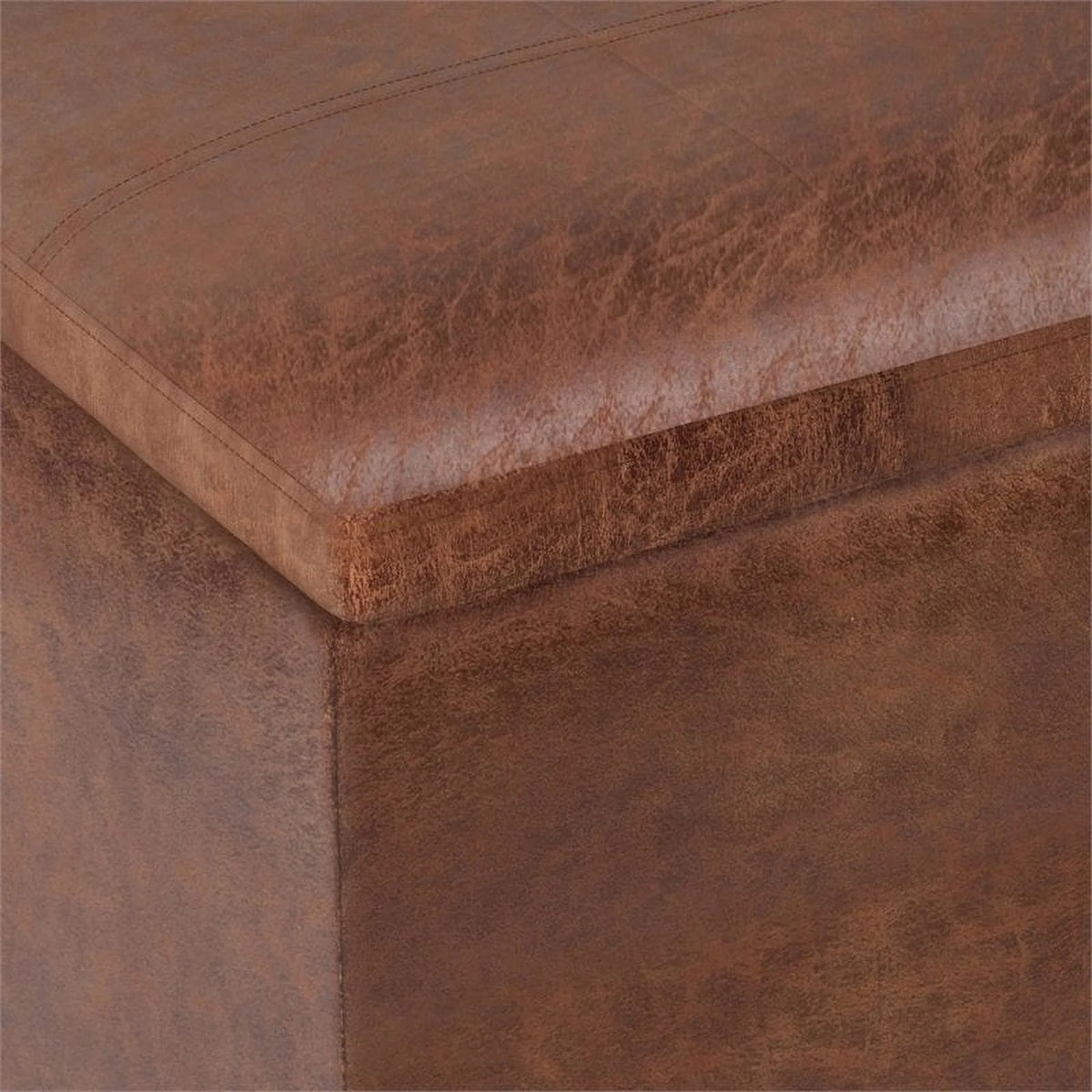 Faux Leather Storage Ottoman X468