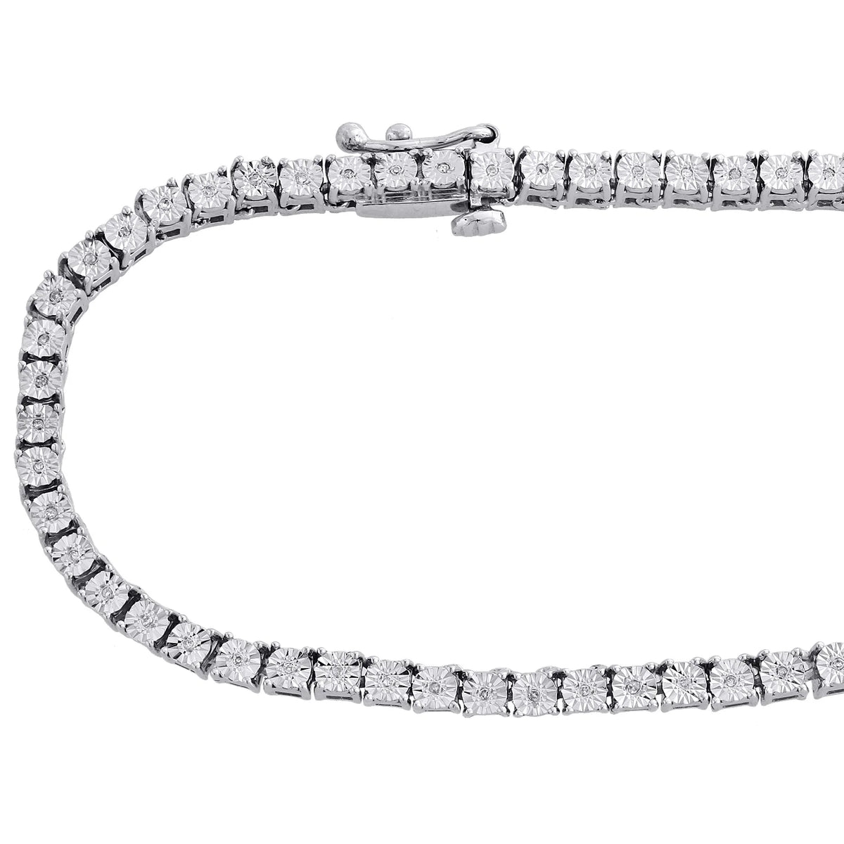 Mens 1 Row Diamond Link Choker Chain 18" Sterling Silver G571363