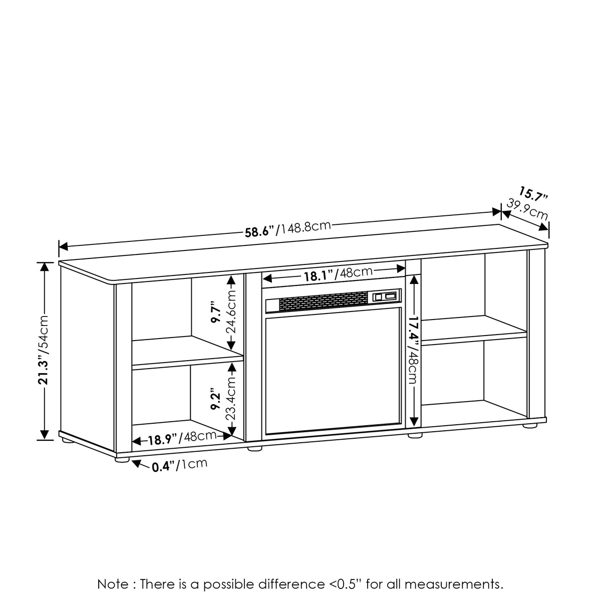 60 Inch TV Stand with Fireplace F56483